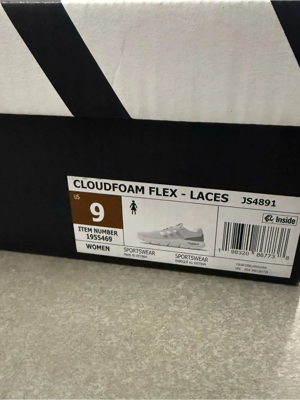Adidas Cloudfoam Flex Lace Sneakers White Silver, Womens Size 9